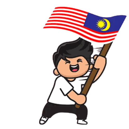 Cartoon Boy Holding Malaysian Flag Sticker