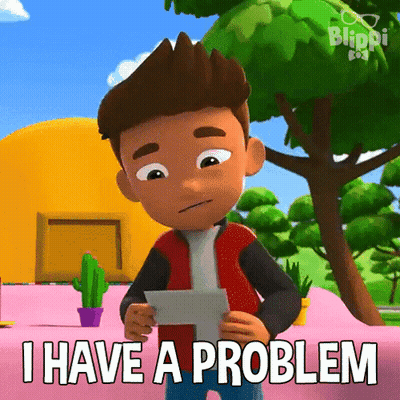 Cartoon Boy Holding Paper Saying I Have A Problem GIF