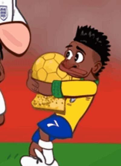 Cartoon Boy Holding Soccer Ball GIF