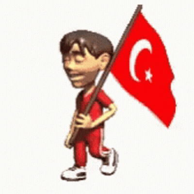 Cartoon Boy Holding Turkey Flag GIF