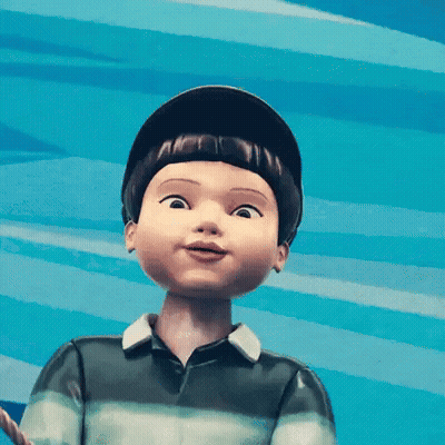 Cartoon Boy In Black Hat And Striped Shirt GIF