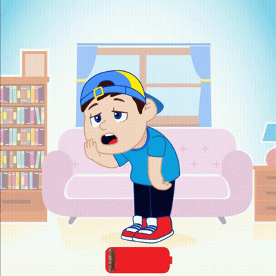 Cartoon Boy In Blue Hat And Red Shoes GIF