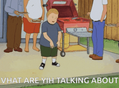 Cartoon Boy In Front Of Grill Saying What Are You Talking About GIF