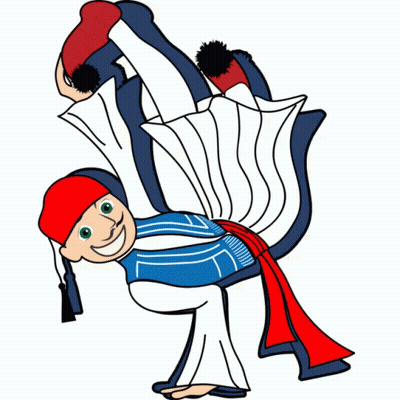 Cartoon Boy In Red Hat And Blue White Outfit GIF