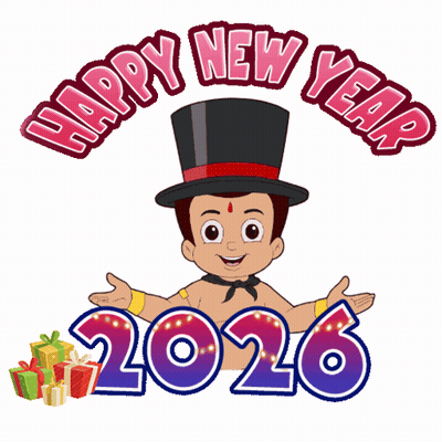 Cartoon Boy In Top Hat Happy New Year 2026 GIF