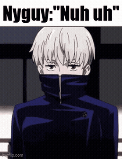 Cartoon Boy In Turtleneck Saying Nyguy: Nuh Uh GIF
