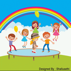 Cartoon Boy Jumping On Trampoline GIF