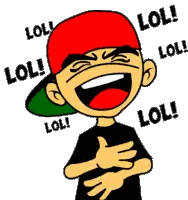 Cartoon Boy Laughing With Lol Sticker