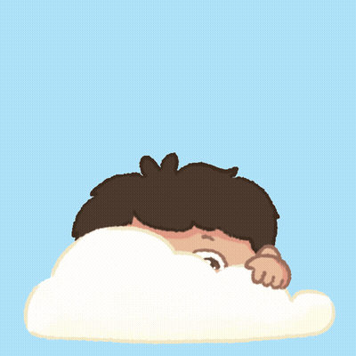 Cartoon Boy on Cloud Saying Good Morning