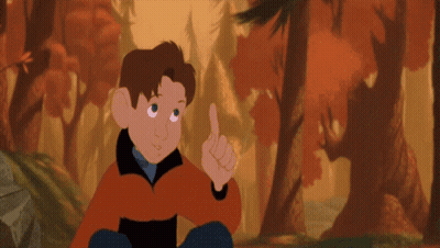 Cartoon Boy Pointing Up Saying Just Up In Green GIF