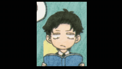Cartoon Boy Reading Book With Eyes Closed GIF