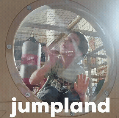 Cartoon Boy Saying Jumpland GIF