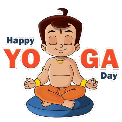 Cartoon Boy Sitting In Lotus Position Happy Yoga Day Sticker
