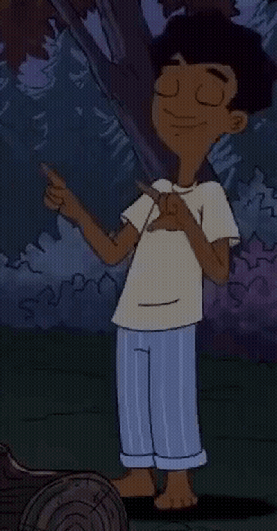 Cartoon Boy Standing In Front Of Tree GIF