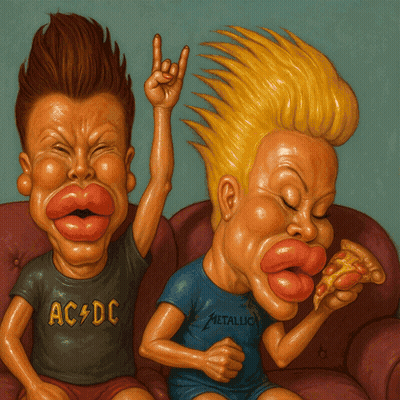 Cartoon Boy Wearing AC DC Shirt GIF