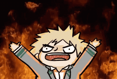 Cartoon Boy With Arms Outstretched in Front of Fire