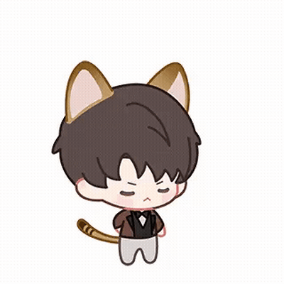 Cartoon Boy With Cat Ears And Tail GIF