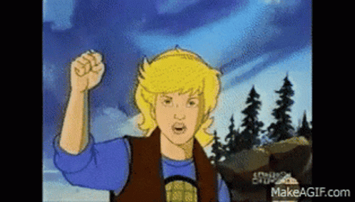 Cartoon Boy With Fist in Air Says Makeagif.com