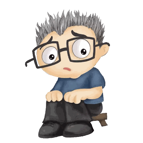 Cartoon Boy With Glasses And Gray Hair Sticker
