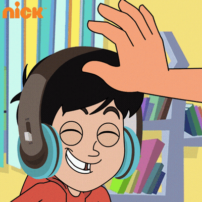 Cartoon Boy With Headphones Being Pat GIF