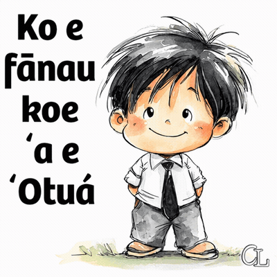 Cartoon Boy With Ko E Fanau Koe 'Ae Otua GIF