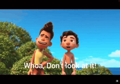 Cartoon Boys Saying Whoa Don't Look GIF