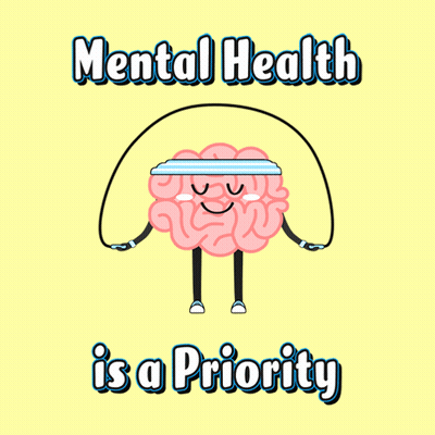 Cartoon Brain Jumping Rope Mental Health Priority GIF
