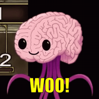 Cartoon Brain With Purple Tentacles And Yellow Woo GIF