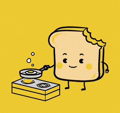 Cartoon Bread Slice Cooking GIF