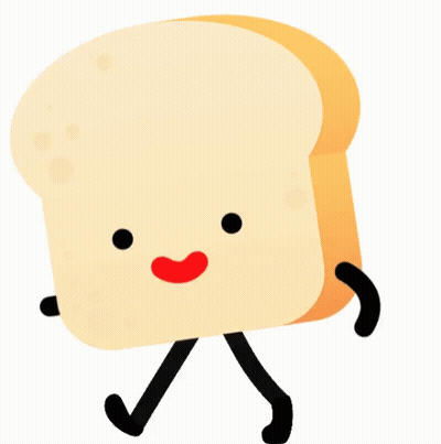 Cartoon Bread Slice With Face And Legs GIF