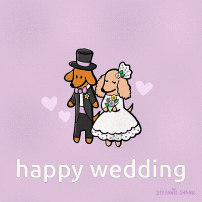 Cartoon Bride And Groom Happy Wedding GIF