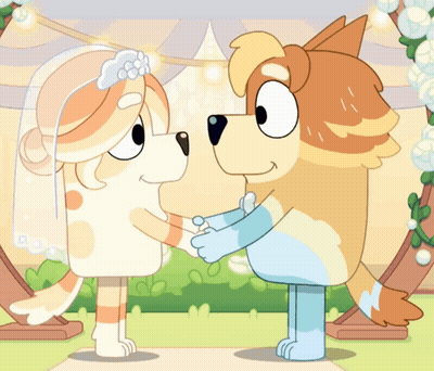 Cartoon Bride And Groom Holding Hands GIF