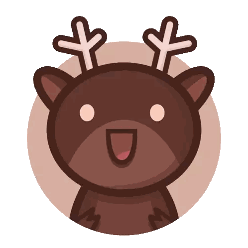 Cartoon Brown Deer With Antlers Sticker