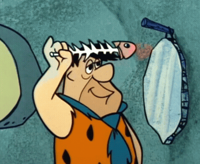 Cartoon Brushing Hair With Fish Comb GIF