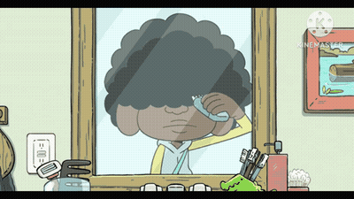 Cartoon Brushing Teeth In Mirror GIF
