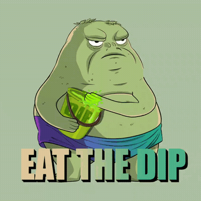 Cartoon Bucket In Mouth Saying Eat The Dip GIF
