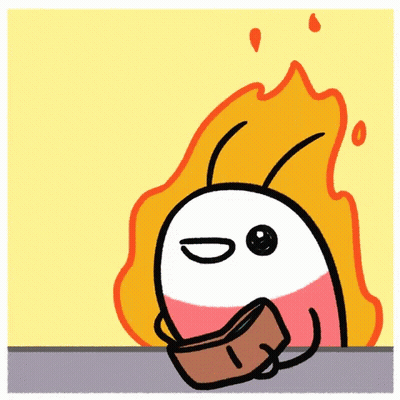 Cartoon Bug Holding Wallet In Front Of Fire GIF