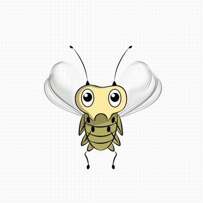 Cartoon Bug With Big Eyes And White Wings GIF