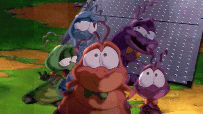 Cartoon Bugs Standing In Front Of Metal Box GIF