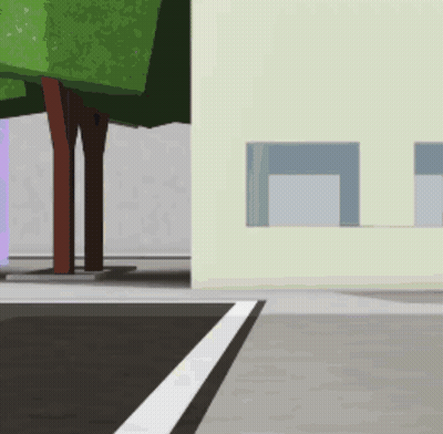 Cartoon Building And Tree GIF