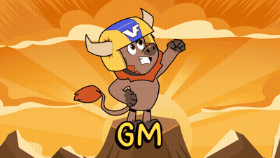 Cartoon Bull In Helmet On Mountain Gm GIF