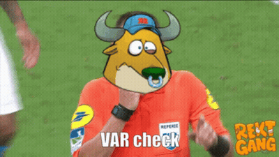 Cartoon Bull Saying Var Check GIF