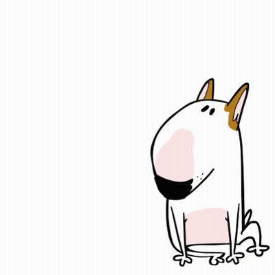 Cartoon Bull Terrier With Thought Bubble GIF