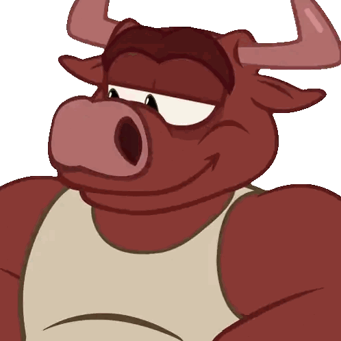 Cartoon Bull Wearing Tan Tank Top Sticker