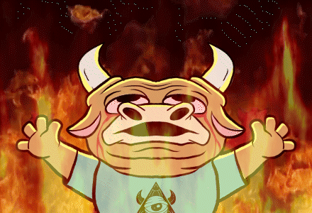 Cartoon Bull With Horns Wearing All Seeing Eye Shirt GIF