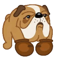 Cartoon Bulldog Wearing Boxing Gloves Sticker