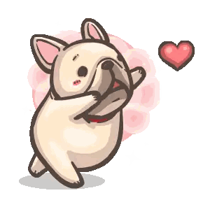 Cartoon Bulldog With Heart Background Sticker