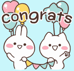 Cartoon Bunnies Congrats Message GIF