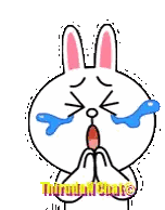 Cartoon Bunny Crying With Tears Sticker