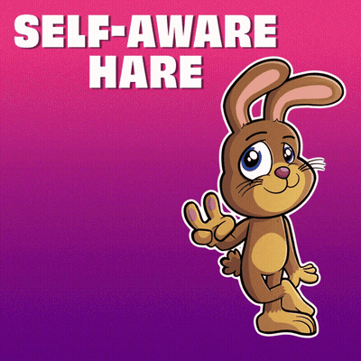 Cartoon Bunny Giving Peace Sign Self-Aware Hare GIF